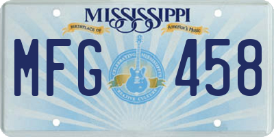 MS license plate MFG458