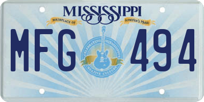 MS license plate MFG494
