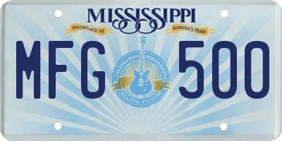 MS license plate MFG500