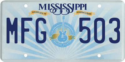 MS license plate MFG503