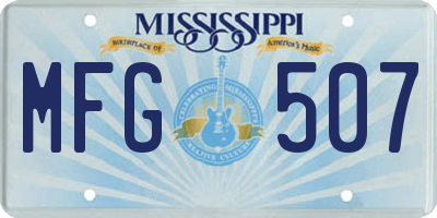 MS license plate MFG507