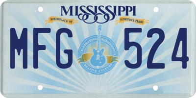 MS license plate MFG524