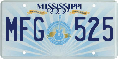 MS license plate MFG525