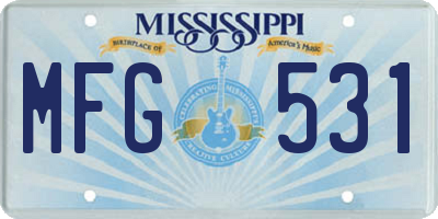 MS license plate MFG531