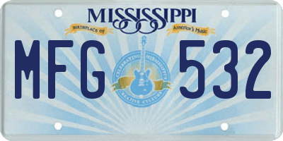 MS license plate MFG532