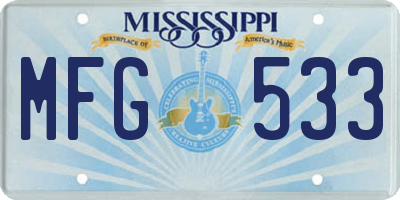 MS license plate MFG533