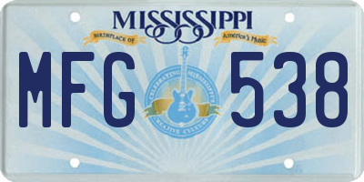 MS license plate MFG538