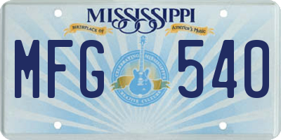 MS license plate MFG540