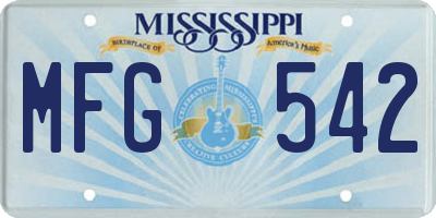 MS license plate MFG542