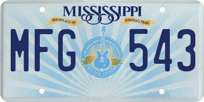 MS license plate MFG543