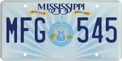 MS license plate MFG545