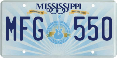 MS license plate MFG550