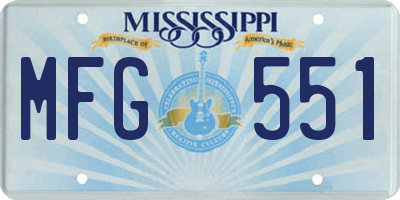 MS license plate MFG551