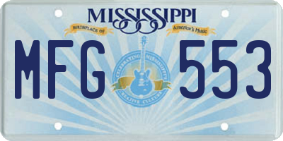 MS license plate MFG553