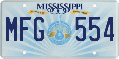 MS license plate MFG554