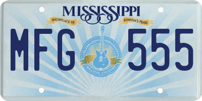 MS license plate MFG555