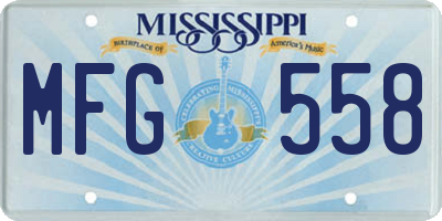 MS license plate MFG558