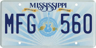 MS license plate MFG560