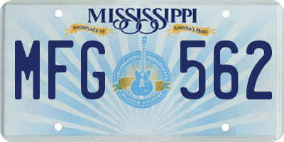 MS license plate MFG562
