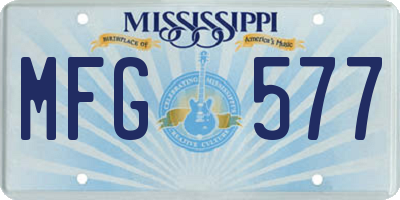MS license plate MFG577