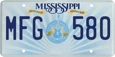 MS license plate MFG580