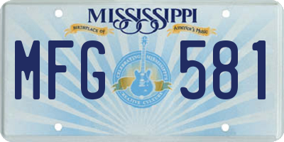 MS license plate MFG581