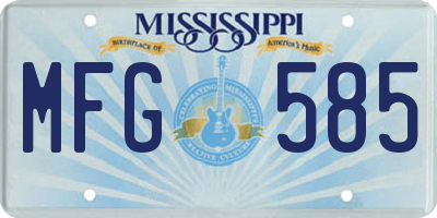 MS license plate MFG585