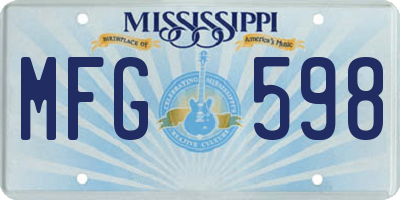 MS license plate MFG598