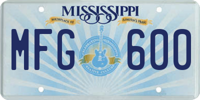 MS license plate MFG600