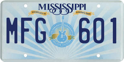 MS license plate MFG601
