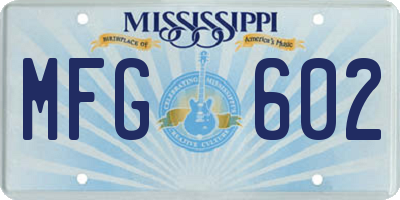 MS license plate MFG602