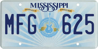 MS license plate MFG625