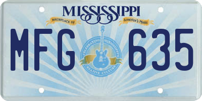 MS license plate MFG635