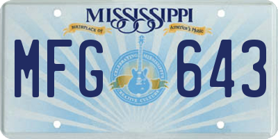 MS license plate MFG643