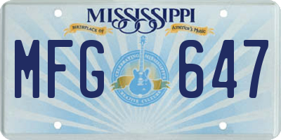 MS license plate MFG647