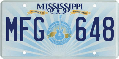 MS license plate MFG648