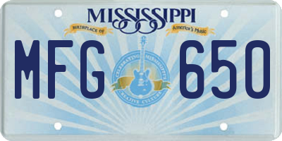 MS license plate MFG650