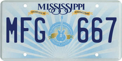 MS license plate MFG667