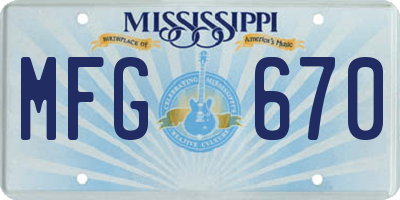 MS license plate MFG670