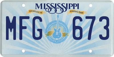 MS license plate MFG673