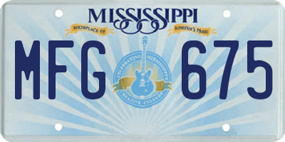MS license plate MFG675