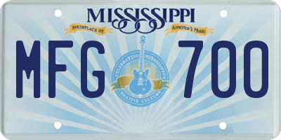 MS license plate MFG700