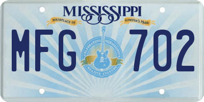 MS license plate MFG702