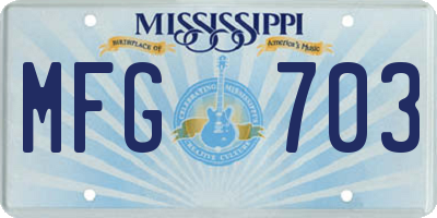 MS license plate MFG703