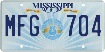 MS license plate MFG704