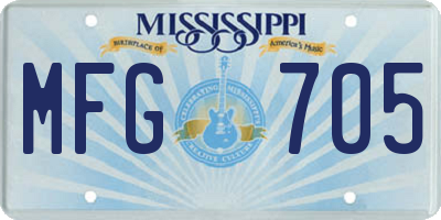 MS license plate MFG705