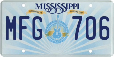 MS license plate MFG706
