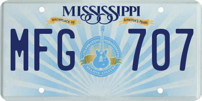 MS license plate MFG707