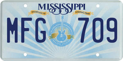 MS license plate MFG709