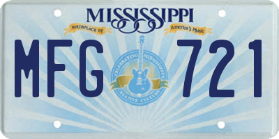 MS license plate MFG721